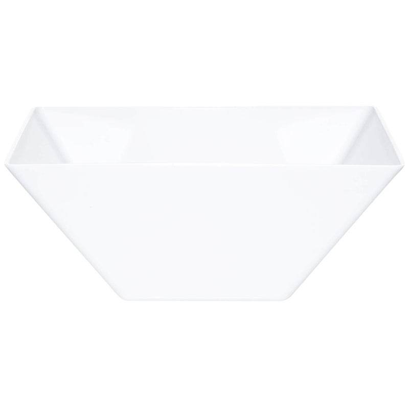 PLASTICPRO Disposable Square Plastic Extra Large White Serving Bowls Extra Heavy Duty for Party's Snack or Salad Bowl, Elegant Pack of 4 - Image 1